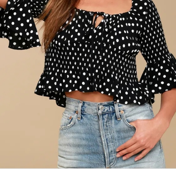 Free People Tops - FREE PEOPLE Black White Dot Bit Of Something Top